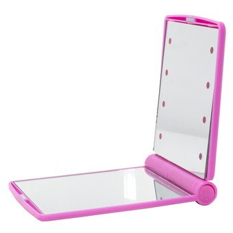 Дзеркало косметичне Travel Mirror Pink з LED підсвічуванням на 8 світлодіодів