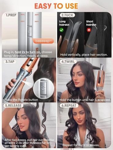 Автоматический стайлер Sheglam Hair Curler Bella для завивки волос / Плойка для локонов 3 режима 170&ndash;210&deg;C