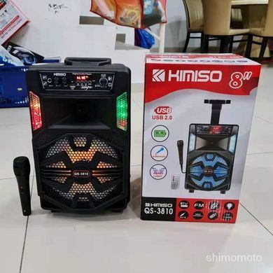 Портативна колонка з мікрофоном Kimiso QS-3810 Bluetooth для караоке пультом, Черный