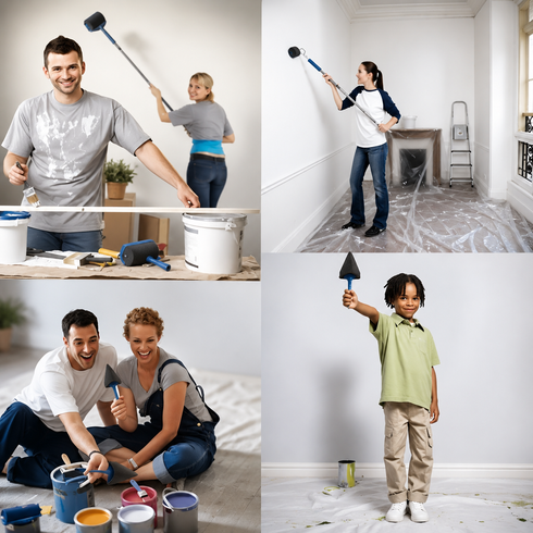 Комплект малярных валиков Paint Roller с резервуаром для краски 7 предметов