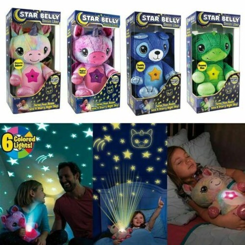 Мягкая игрушка ночник-проектор звездного неба Star Bellу Dream Lites Puppy Фиолетовый Единорог