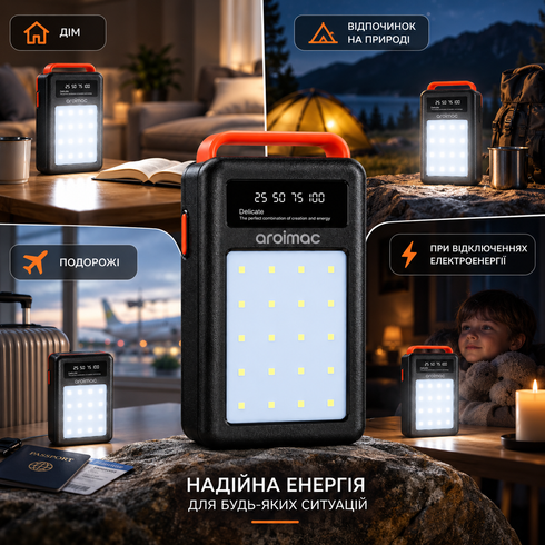 Повербанк Aroimac 80000 mAh (56-68) / PowerBank с LED-фонарем и цифровым индикатором заряда