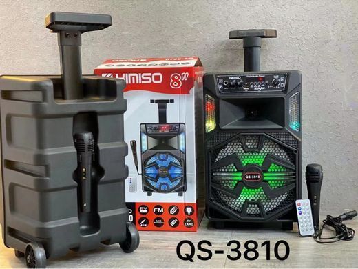 Портативна колонка з мікрофоном Kimiso QS-3810 Bluetooth для караоке пультом, Черный