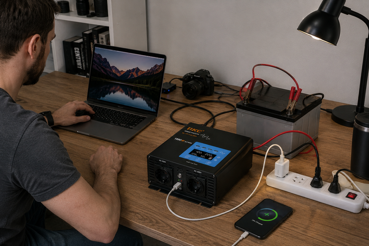 Преобразователь AC/DC 1800W AX Sine с чистым синусом / Инвертор с дисплеем и выходами: 3 x USB, 1 x Type-C / Преобразователь напряжения