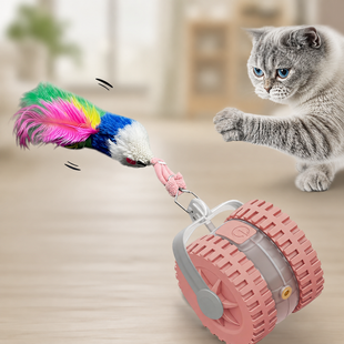 Интерактивная USB игрушка для кошек Zoomax 2в1 с лазером и перьями