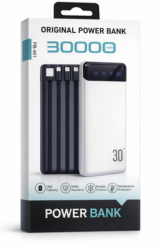 PowerBank PB-461 /Портативное зарядное устройство 30000 mAh с с цифровым дисплеем