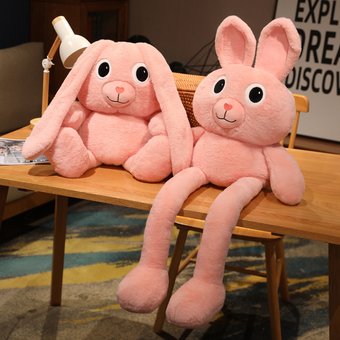 М'яка іграшка MishaExpo заєць з вухами та висувними ногами 80 см рожевий
