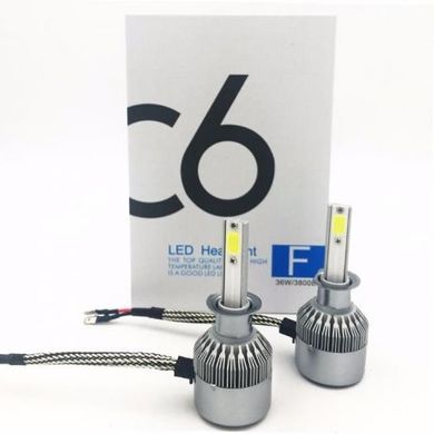 Комплект LED ламп C6 HeadLight H3 12v COB(5539), Серебристый