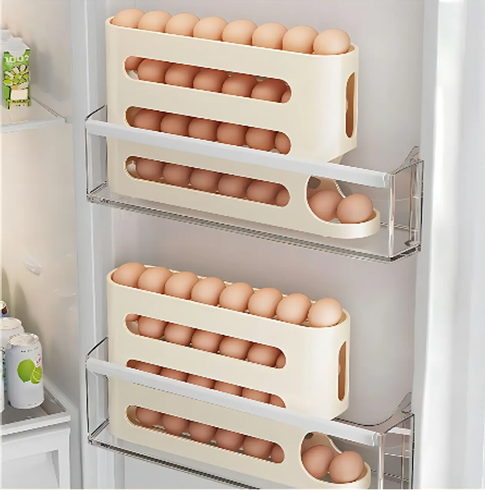 Компактный органайзер для яиц 4-слойный автоматический Plastic shelving AND XL-994 / Контейнер-лоток для яиц