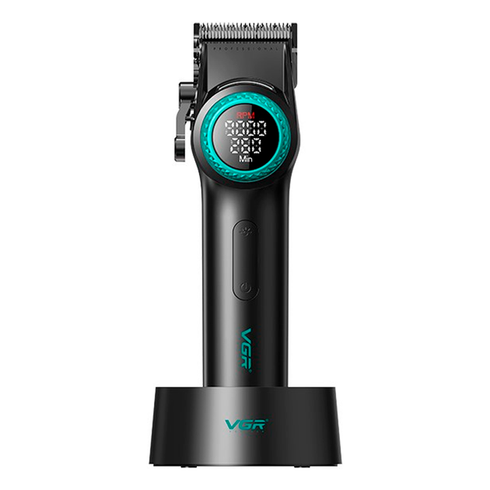 Акумуляторна машинка для стрижки VGR V-001, 10 насадок, 9000 RPM, АКБ 4600 mAh, LED дисплей