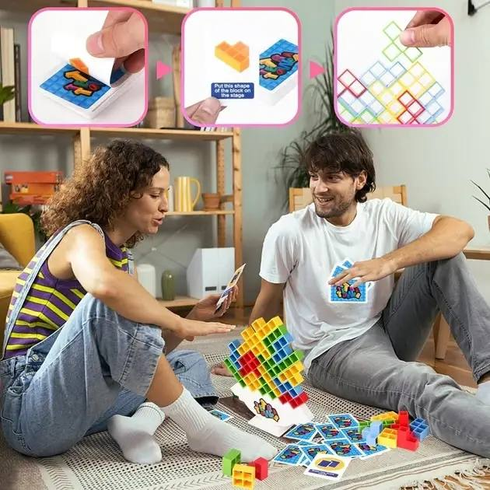 Настольная игра балансирующий тетрис Tetra Tower, Башня 16 блоки