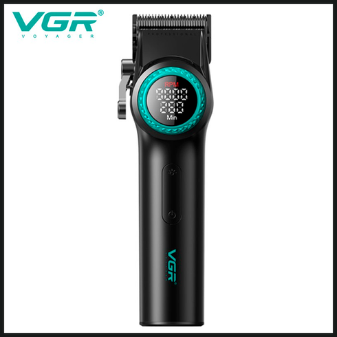 Акумуляторна машинка для стрижки VGR V-001, 10 насадок, 9000 RPM, АКБ 4600 mAh, LED дисплей