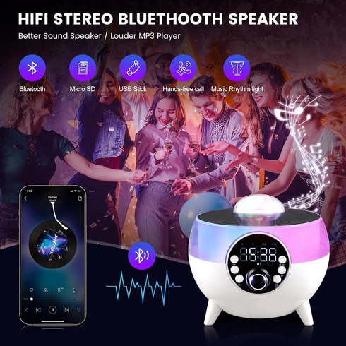 Портативна Bluetooth колонка з RGB-підсвічуванням, бездротова колонка з диско-кулею на ніжках BLTH-0322