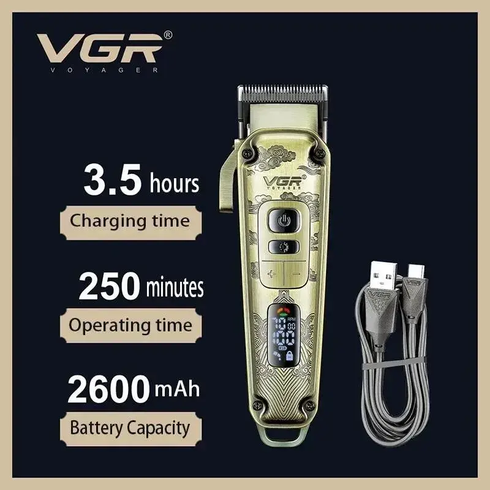 Аккумуляторная машинка для стрижки VGR V-005 с насадками 8 шт