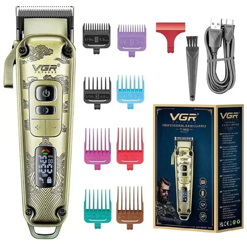 Аккумуляторная машинка для стрижки VGR V-005 с насадками 8 шт