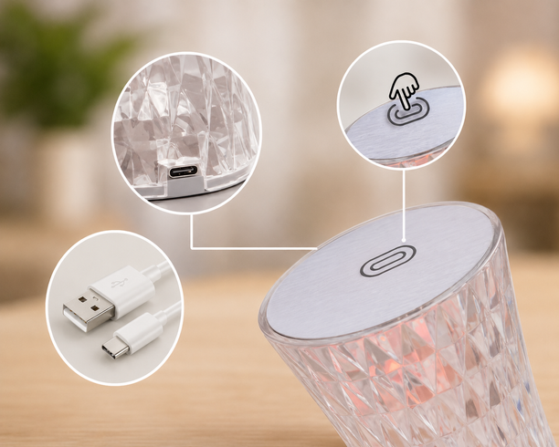 Светильник Led rjb HB-29 / Хрустальный проекционный светильник-ночник Crystal Table Lamp / Проекционный светильник-ночник