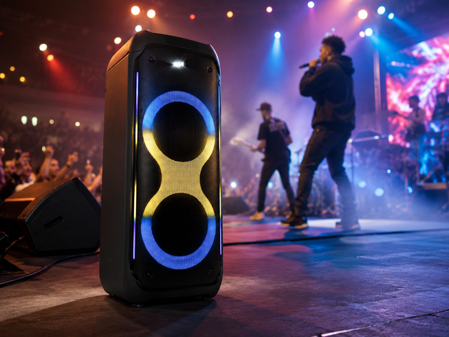 Портативная акустика ZXX-5580 / Колонка с Bluetooth для караоке с микрофонами / Аккумуляторная колонка с RGB-подсветкой FM и TWS