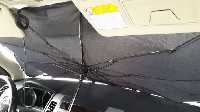Зонт для авто на лобовое стекло козырек шторка для авто солнцезащитный 79X145см, Черный