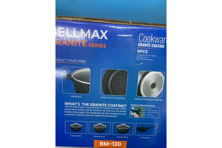 Набір посуду 9 предметів Bellmax Cookware Set BM-120 чорний