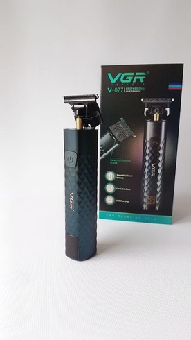 Триммер для бороды, для волос, для стрижки электрический профессиональный аккумуляторный с дисплеем VGR 5W USB (V-077), Черный