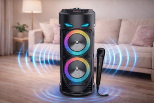 Портативная Bluetooth-колонка Sing-e ZQS4239 с LED-подсветкой / Беспроводная колонка для вечеринок с микрофоном 30W