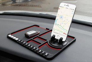 Силіконовий килимок протиковзкий в автомобіль на панель MOBILE, Черный