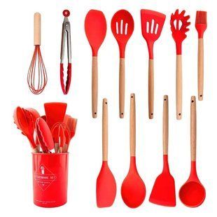 Набор кухонных принадлежностей силиконовый Kitchen Set RB-2239 красный (12 предметов)