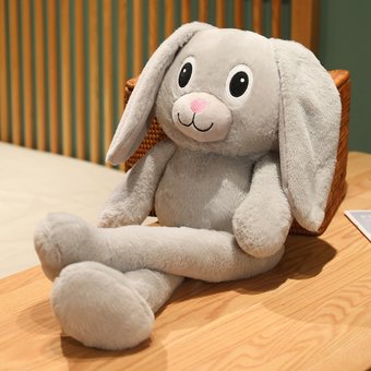 М'яка іграшка MishaExpo заєць з вухами та висувними ногами , серый, 80 см, М'яка іграшка MishaExpo заєць з вухами та висувними ногами 80 см сірий