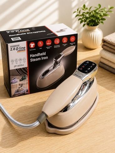 Ручной паровой утюг 2000 Вт Zepline / Отпариватель с LED экраном ZP-00354 Кремовый