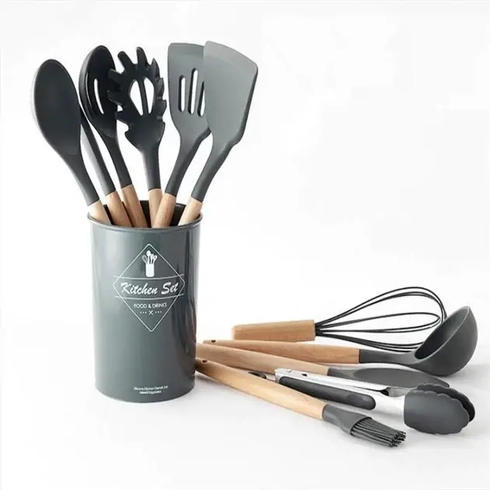 Набор кухонных принадлежностей силиконовый Kitchen Set RB-2239 красный (12 предметов)