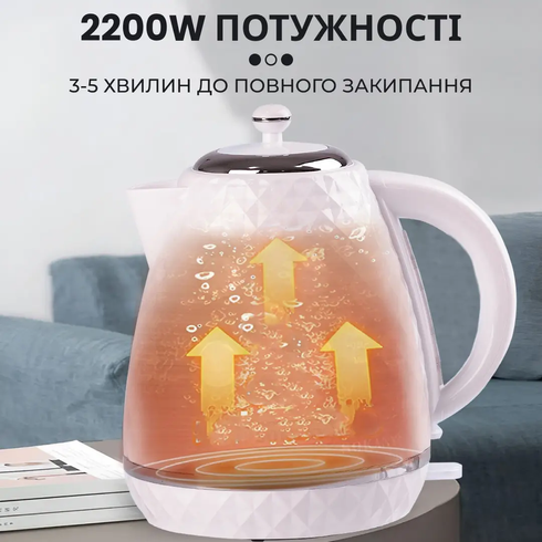 Чайник електричний безшумний дисковий на 1,7 л 2200 Вт Sokany SK-1032