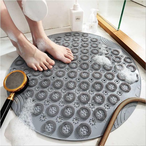 Круглий нековзний килимок для душу Massage Foot Rad зі щіткою для стоп