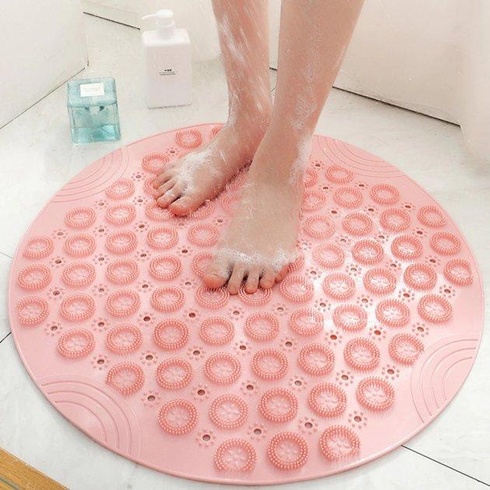 Круглий нековзний килимок для душу Massage Foot Rad зі щіткою для стоп