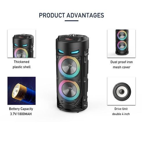 Портативная Bluetooth-колонка Sing-e ZQS4239 с LED-подсветкой / Беспроводная колонка для вечеринок с микрофоном 30W