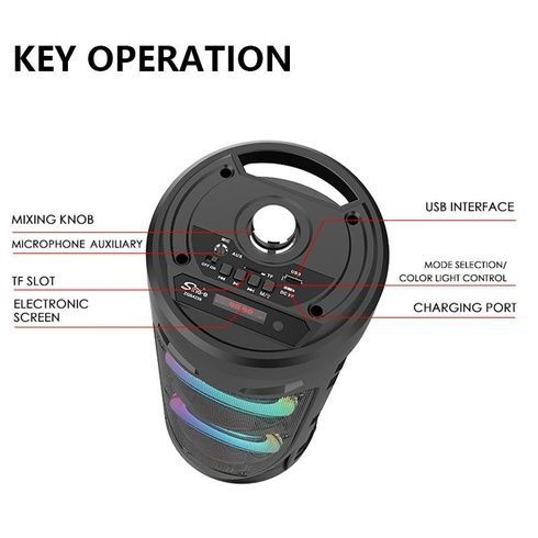 Портативная Bluetooth-колонка Sing-e ZQS4239 с LED-подсветкой / Беспроводная колонка для вечеринок с микрофоном 30W