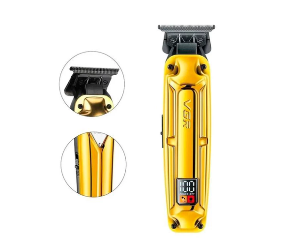 Аккумуляторная машинка для стрижки VGR V-904 GOLD, 4 насадки, 2000 mAh, LED дисплей