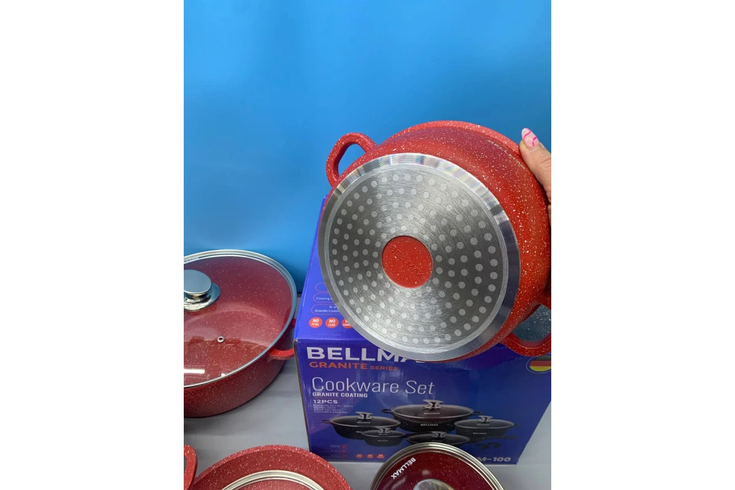 Набор посуды 9 предметов Bellmax Cookware Set BM-120 красный
