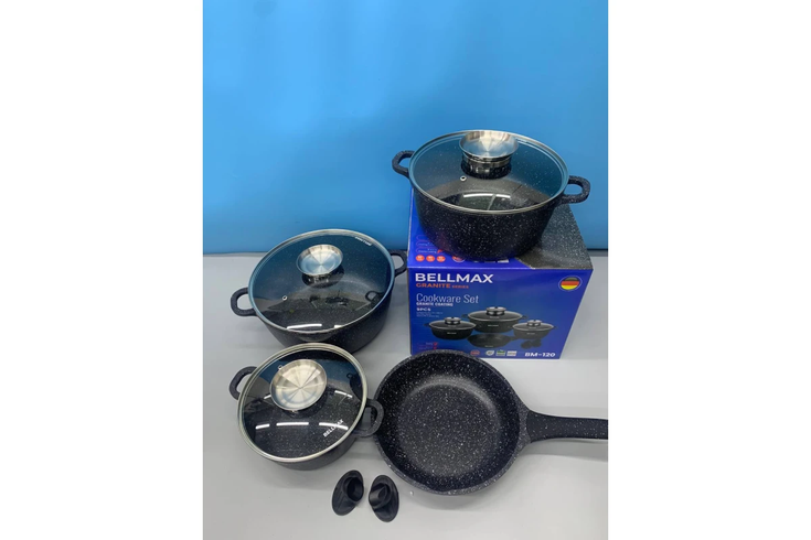 Набор посуды 9 предметов Bellmax Cookware Set BM-120 красный