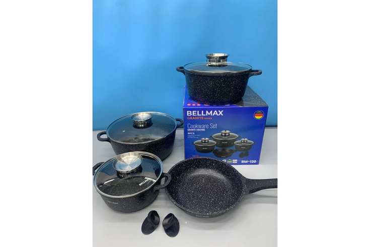 Набор посуды 9 предметов Bellmax Cookware Set BM-120 красный