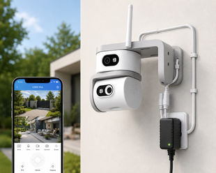 Уличная камера SmartHD Ai08+ 4G / Камера видеонаблюдения V380pro / Поворотная камера с двумя объективами