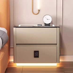 Тумба QYJXF02 з екошкіри з LED підсвічуванням, USB, датчик руху, бездротова зарядка, Bluetooth-аудіо Біла