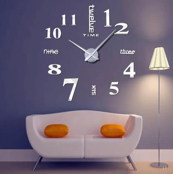 Великий настінний годинник Horloge 3D DIY кварц 27/37/47 55 см. Світяться вночі, серый
