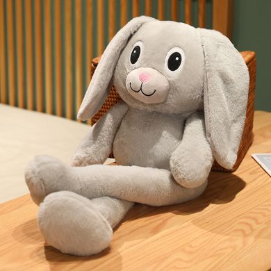 М'яка іграшка MishaExpo заєць з вухами та висувними ногами , Білий, 80 см, М'яка іграшка MishaExpo заєць з вухами та висувними ногами 80 см білий