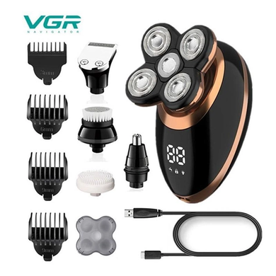 Бритва 5 в 1 VGR V-316 Водонепроницаемая Аккумуляторная С LED дисплеем, Черный