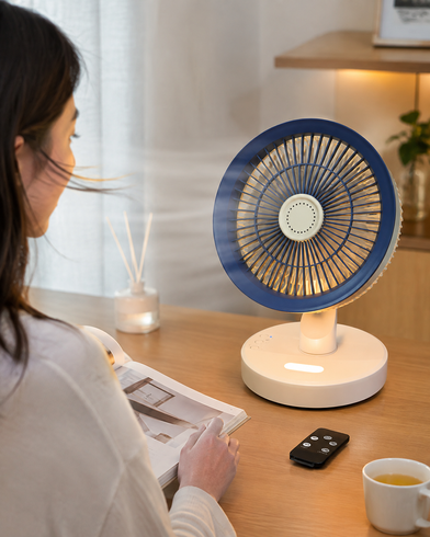 Портативный вентилятор SkyBerg с LED-подсветкой / Переносной настольный вентилятор + пульт ДУ