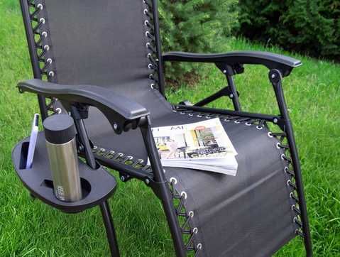 Садовое Кресло Шезлонг до 120 кг Cкладной Шезлонг для Дачи Zero Gravity XXL, Черный