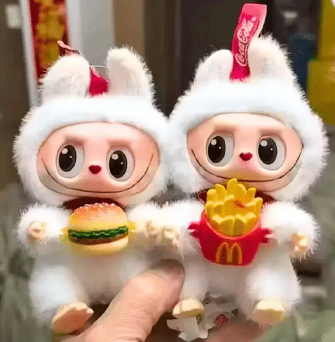 Іграшка Лабубу сюрприз м'який брелок Labubu McDonalds Coca-Cola Series для сумки ключів