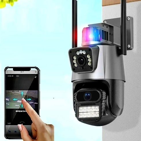 Вулична охоронна поворотна 4G камера Dual Lens Zoom 8MP сирена, зум