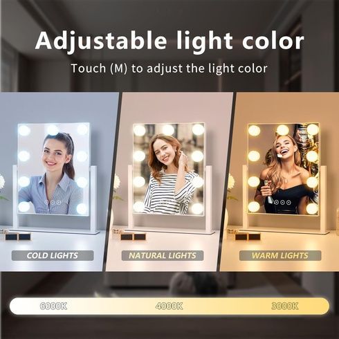 Квадратное зеркало для макияжа с LED подсветкой 9 LED AND XL-1920