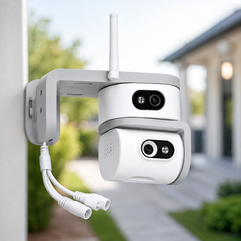 Уличная камера SmartHD Ai08+ 4G / Камера видеонаблюдения V380pro / Поворотная камера с двумя объективами